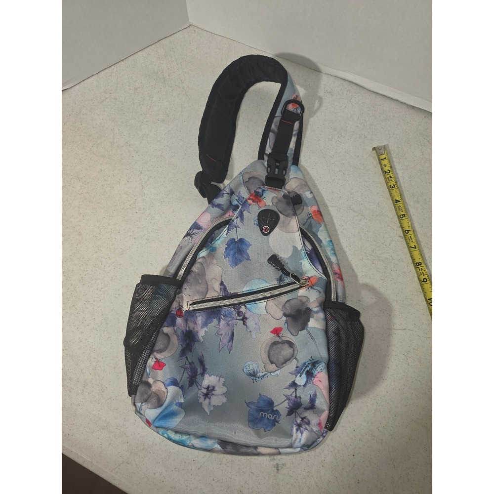 Mosiso Sling Backpack Unisex Small Blue Floral Excellent Crossbody Shoulder Bag